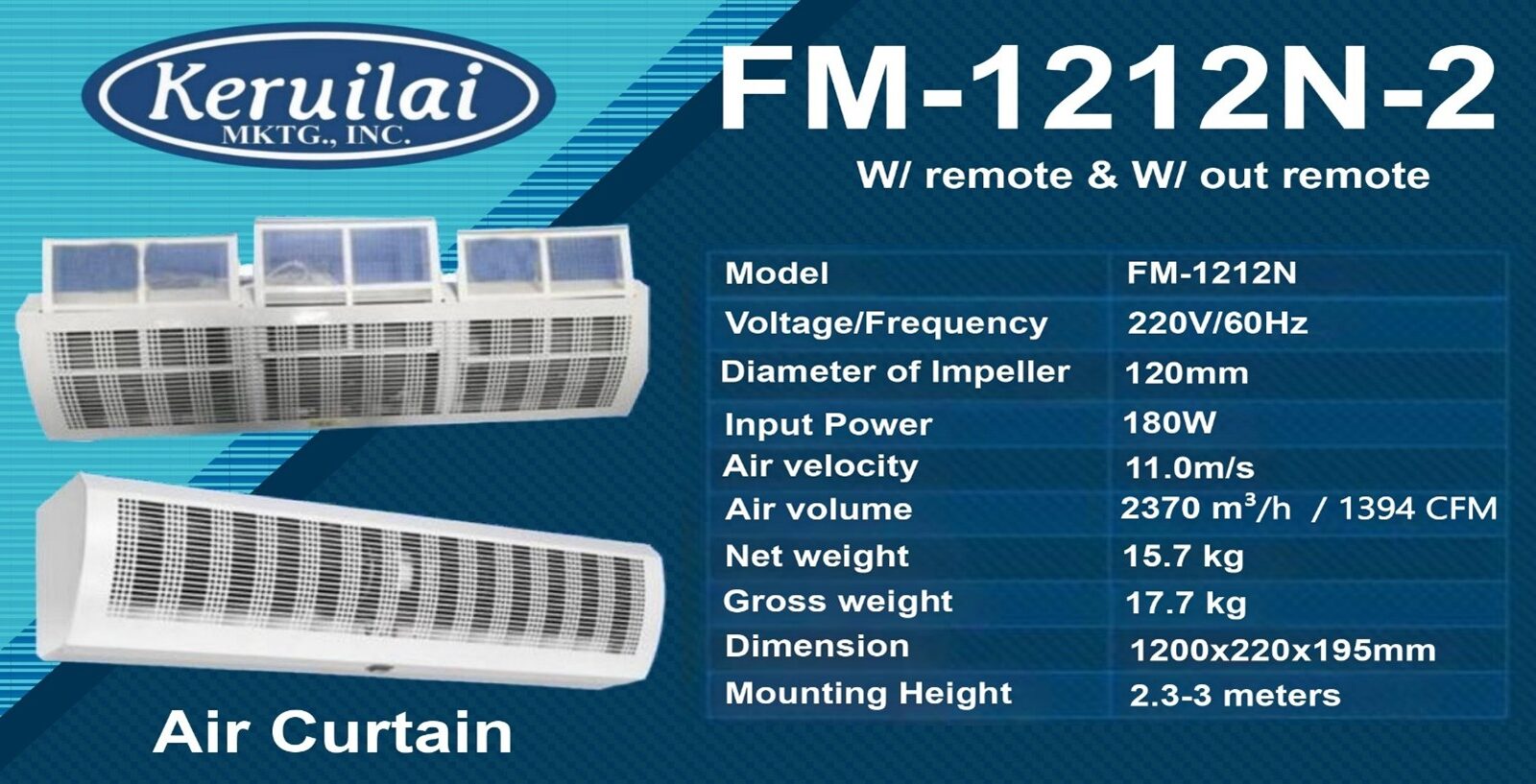 Aircurtain 48″ Standard With & Without Remote
