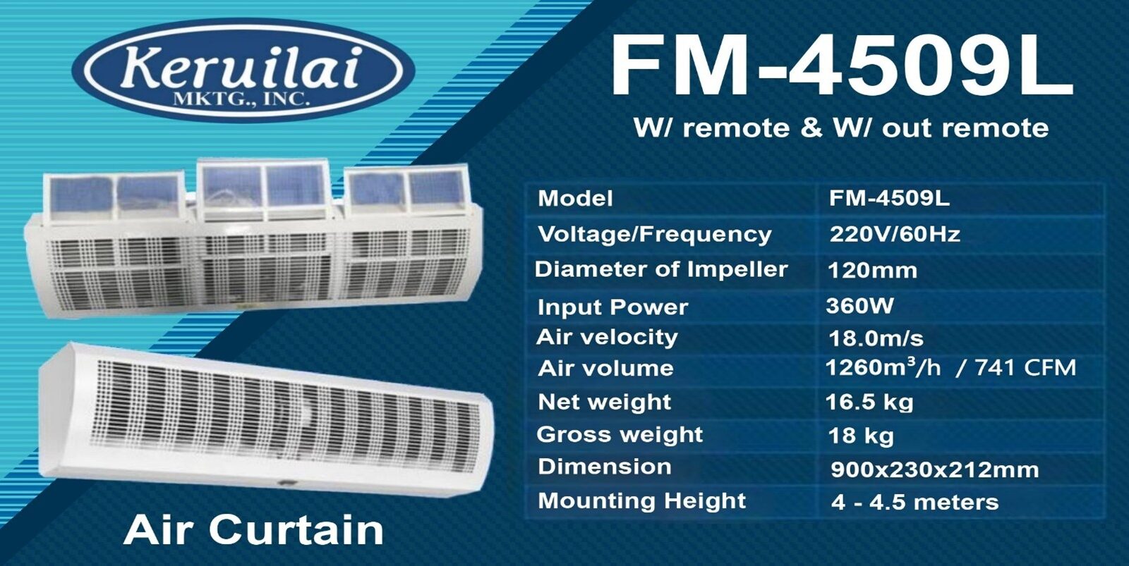 Aircurtain 36″ HV With & Without Remote